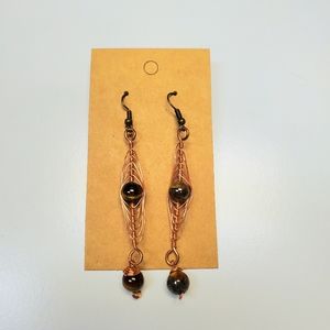 Handmade herringbone wire wrap earrings